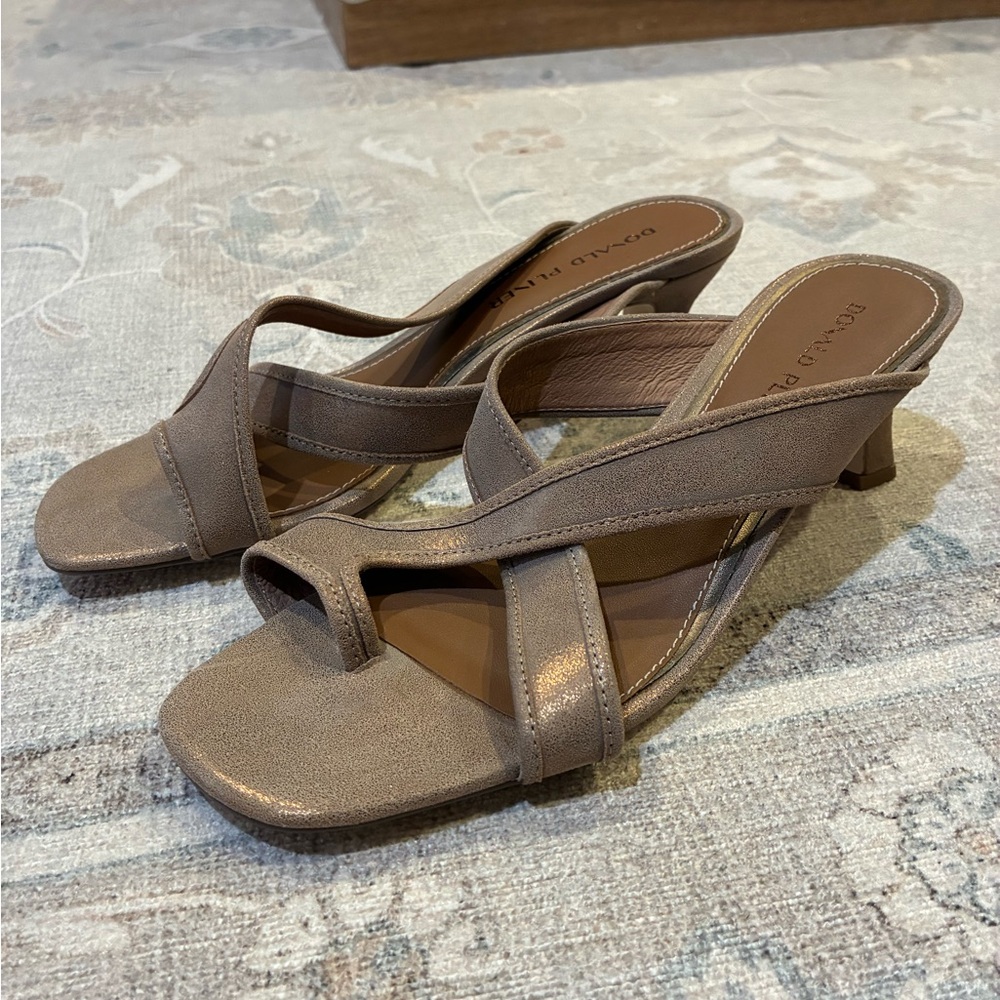 Donald J. Pliner Metallic Taupe Strappy Heels